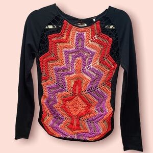 Free People Crochet black sweater EUC